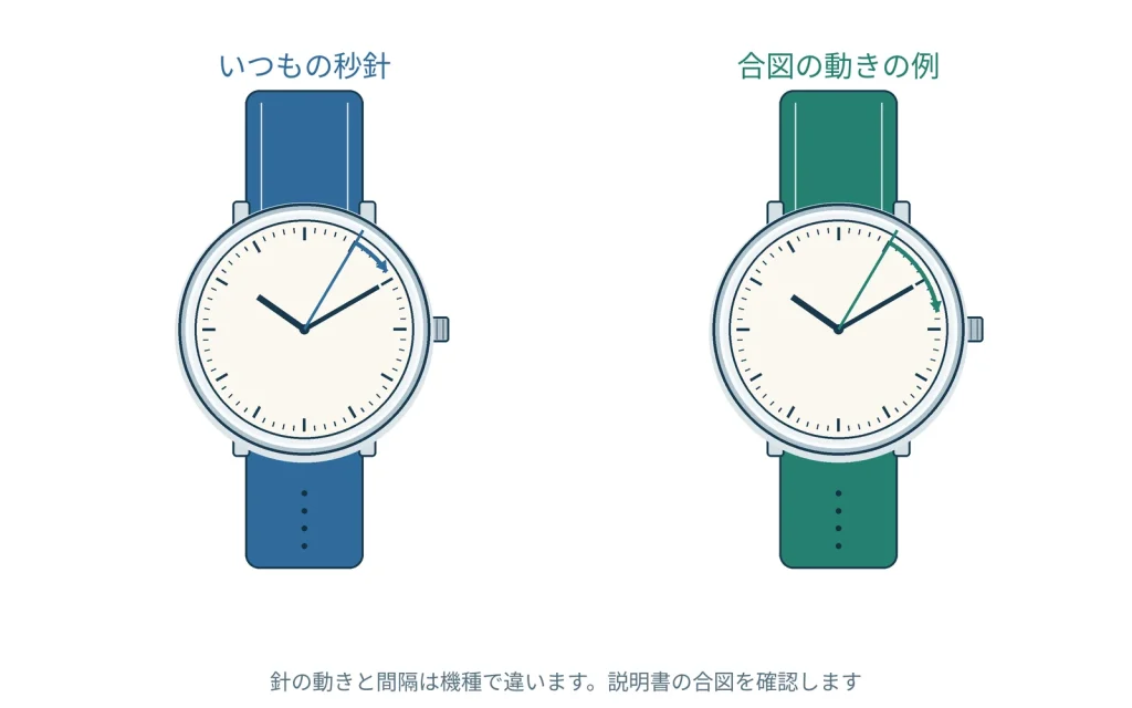 時計の秒針が数秒おきに動くとき