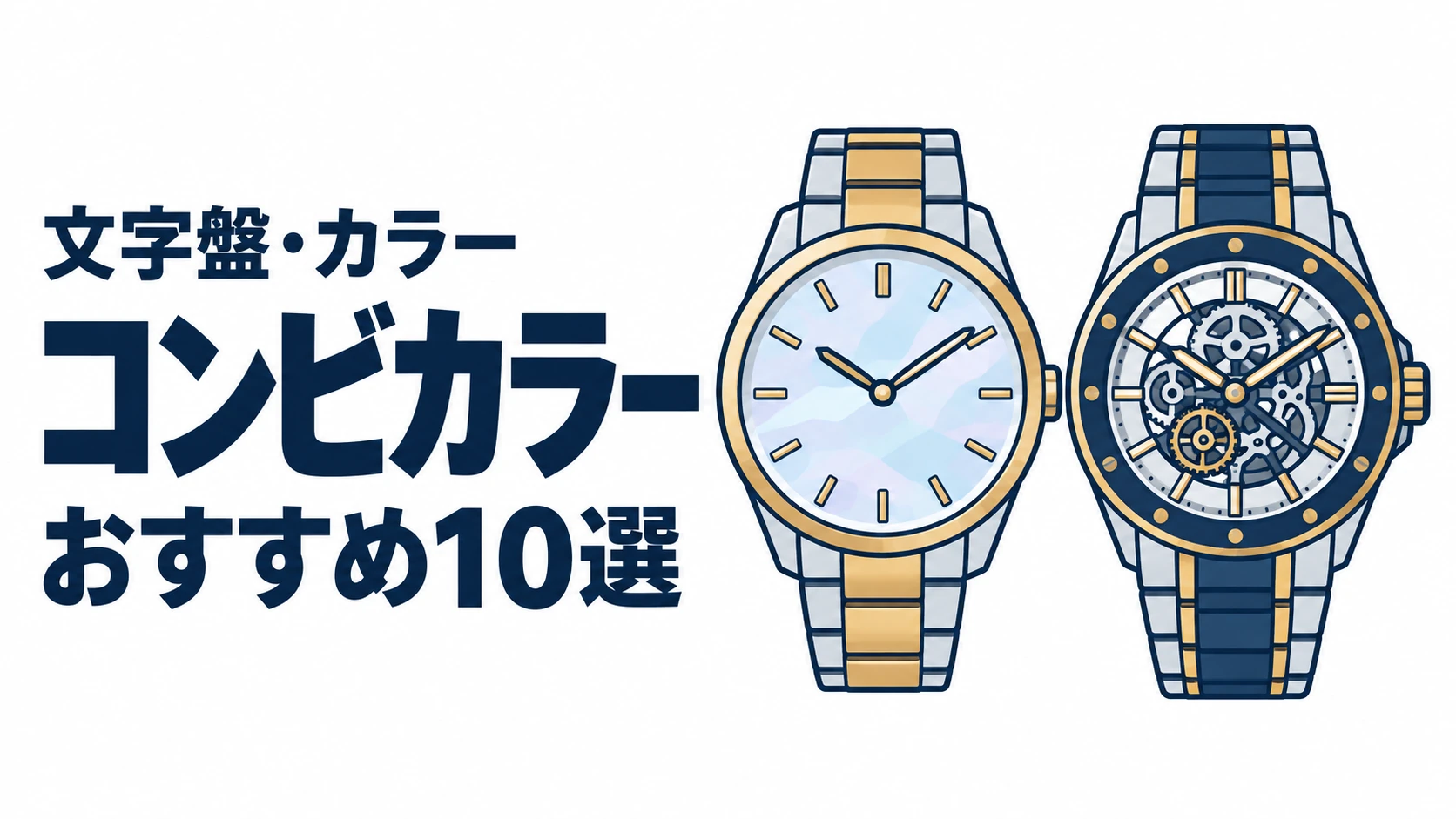 コンビカラーのおすすめランキングを表す時計イラスト