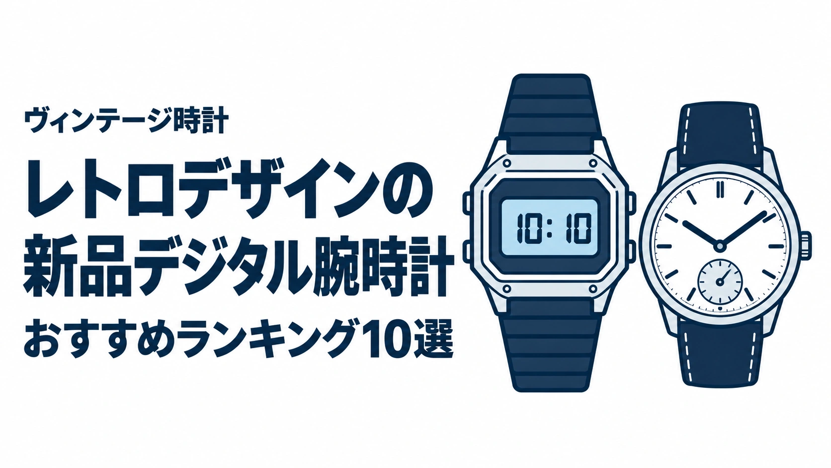 レトロデザインの新品デジタル腕時計のおすすめランキングを表す時計イラスト